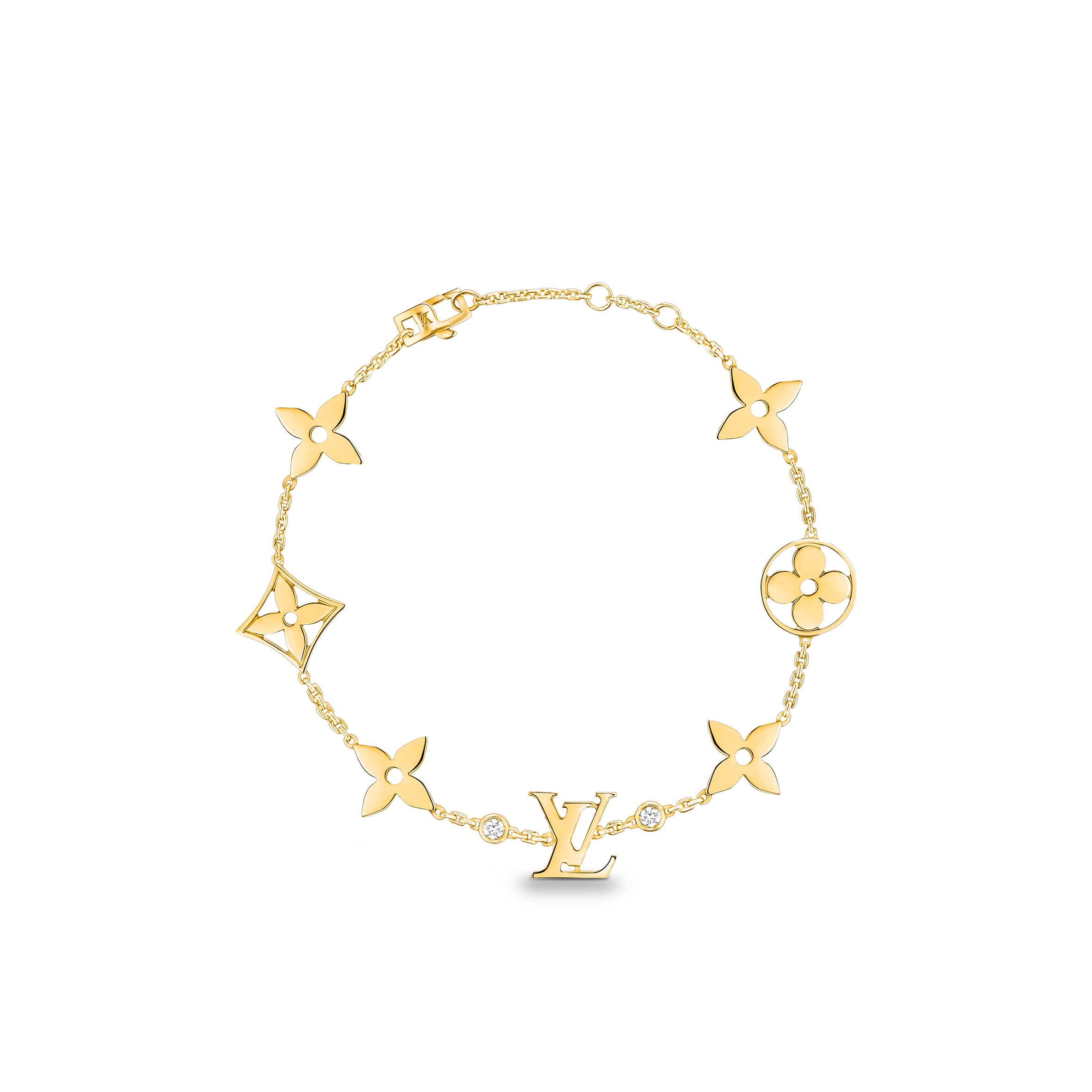 l**is V*t*n idylle blossom monogram bracelet, yellow gold and diamonds q95588